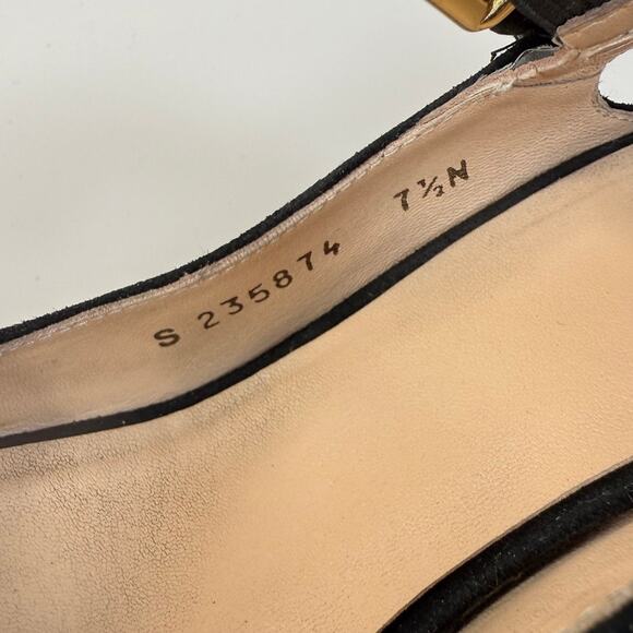 Stuart Weitzman Women’s 7.5 Narrow Suede Slingback Wedge Heeled Sandals Leather - Picture 4 of 5